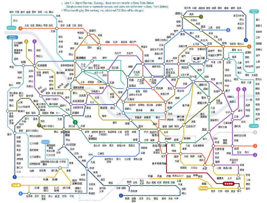 韩国留学 首尔地铁图